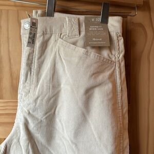 NWT Madewell corduroy cream, ecru wide leg, Emmett pants